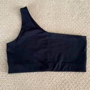 Black XL Girlfriend Collective One-Shoulder Sports Bra